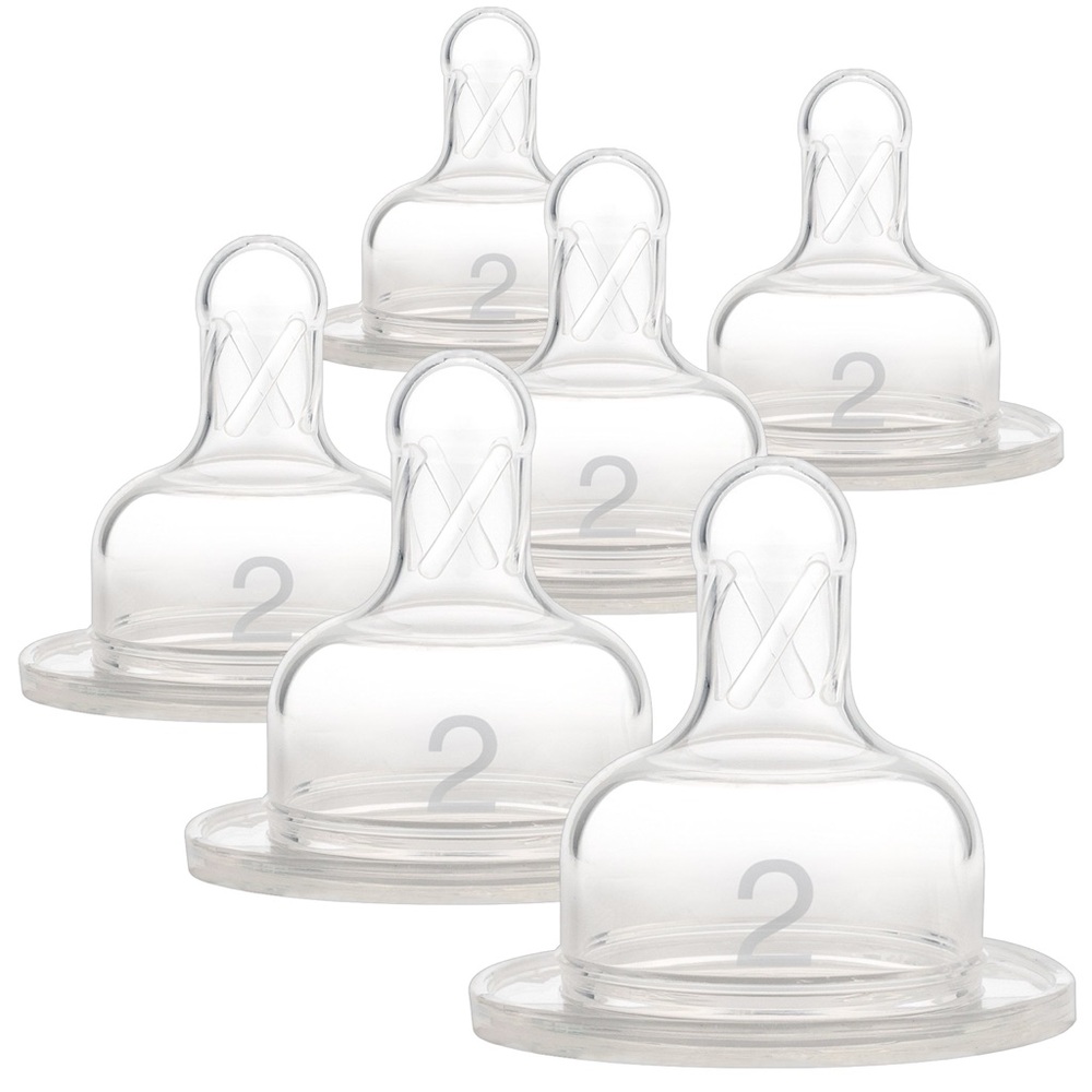 Dr Brown’s Wide Neck Nipples, Level 2 (3mos+) 6pk